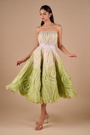 Shriya Som Textured Sequin Bandeau Dress 