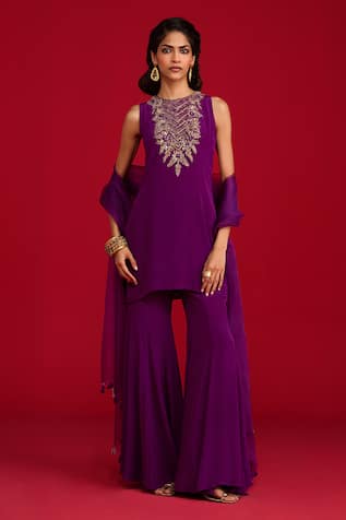 Megha Pitti Hand Embroidered Kurta Sharara Set 