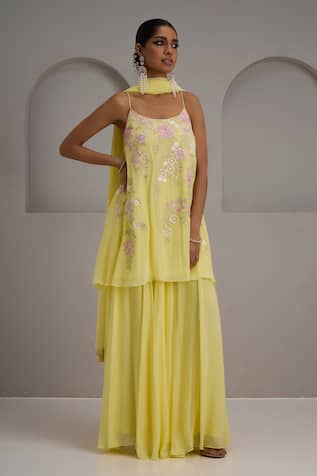 Maisolos Pastel Embroidered Kurta Sharara Set 