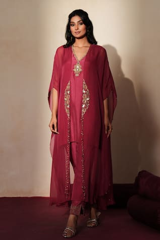 ISHA GUPTA TAYAL Ratnika Embroidered Cape & Kurta Set 