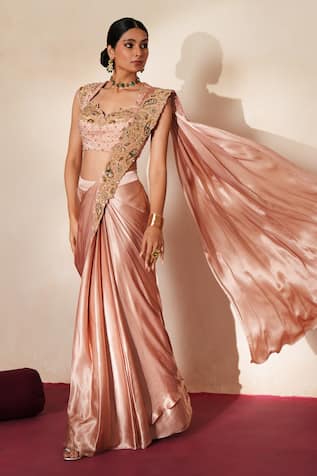 ISHA GUPTA TAYAL Ratanjali Pre-Draped Saree With Embroidered Blouse 