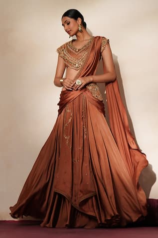 ISHA GUPTA TAYAL Ratanmala Pre-Draped Saree With Embroidered Blouse 