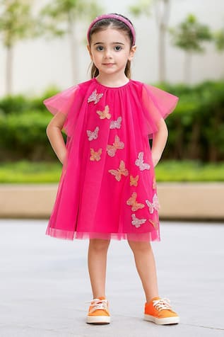 A Little Fable Butterfly Applique Tulle Dress 