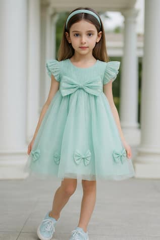 A Little Fable Sequined Bow Embellished Tulle Dress 