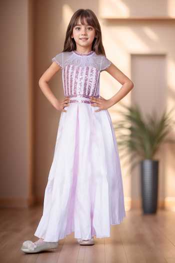 Petite Pomme Pink Sequin Embroidered Gown 