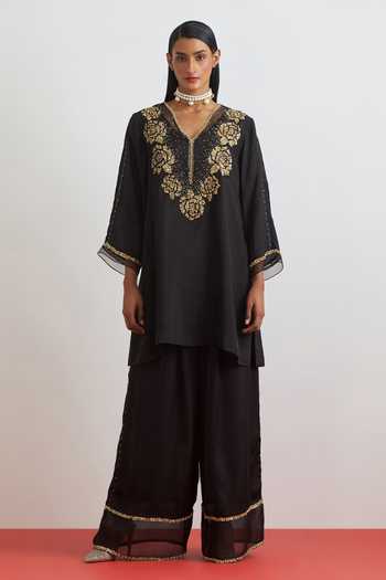 One Not Two Rose Garland Embroidered Short Kurta & Pant Set 