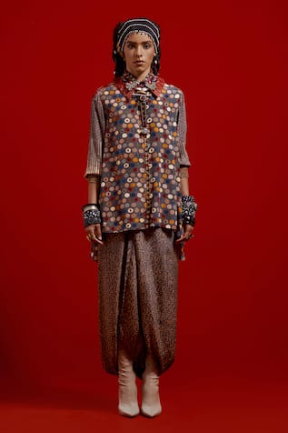 Aseem Kapoor Atri Straight Shirt & Draped Pant Set 