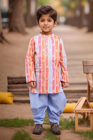 Striped Cotton Kurta & Dhoti Set 