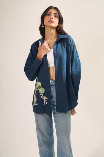 Elarra By Pratyancha Poplin Swan & Jungle Print Shirt 