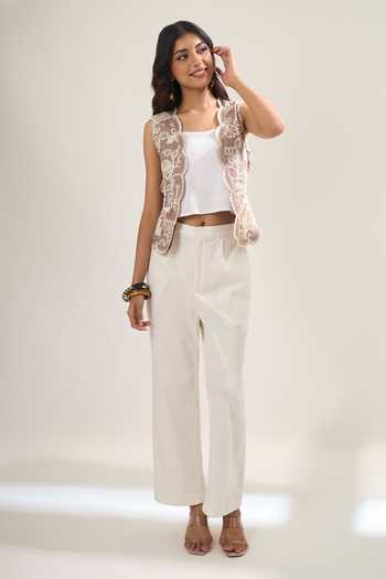 Elarra By Pratyancha Crochet Waistcoat & Pant Set 