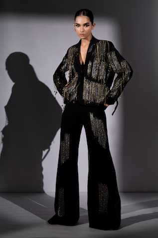 Nikita Mhaisalkar Holographic Embroidered Blazer & Pant Set 