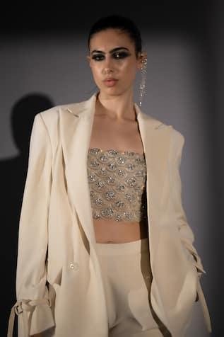 Nikita Mhaisalkar Milky Way Embroidered Corset Crop Top 