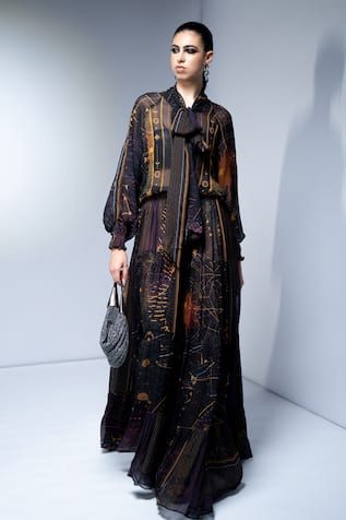 Nikita Mhaisalkar Placement Print Tie-Up Maxi Dress 