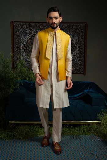Runit Gupta Mari Ombre Bundi & Kurta Set 
