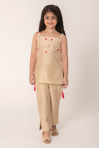 Partykles Hand Work Strappy Kurta & Pant Set 