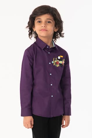 Partykles Toucan Bird Embroidered Shirt 
