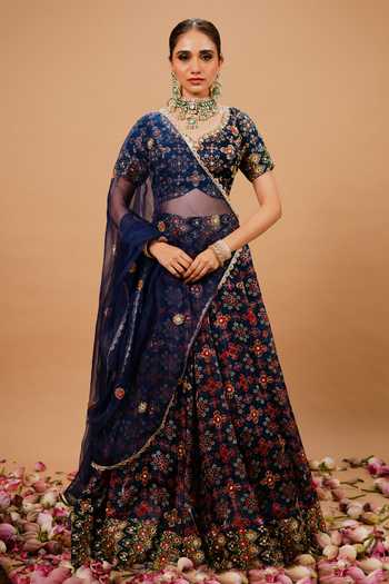 Ria Shah Label Printed Lehenga Set 
