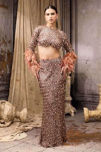Rocky Star Tassel Embellished Blouse & Skirt Set 