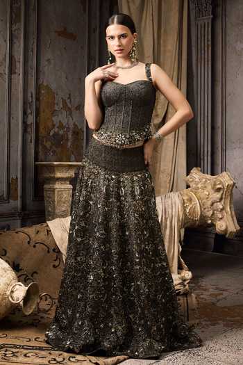Rocky Star Sequin Embroidered Corset With Lehenga 