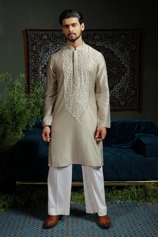 Runit Gupta Paisley Pour Embroidered Kurta Set 