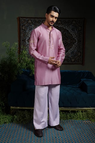 Runit Gupta Purple Petal Kurta Set 