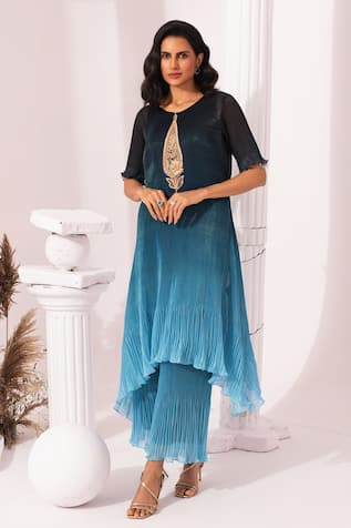 Preeti Mehta Ombre Ocean Blue Kaftan & Pant Set 