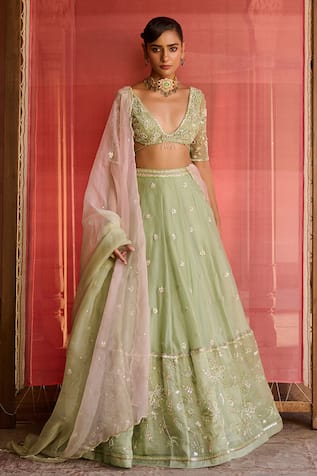 Zoon Aari Embroidered Lehenga Blouse Set 