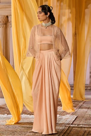 Zoon Aari Embroidered Jacket Skirt Set 