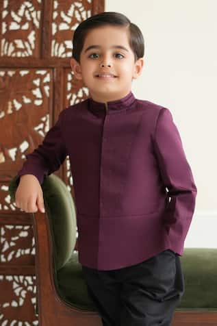 Tiber Taber Pinstripes Yoke Detail Bandhgala 