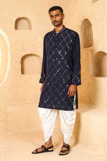 Chatenya Mittal Mirror Work Kurta & Draped Pant Set 