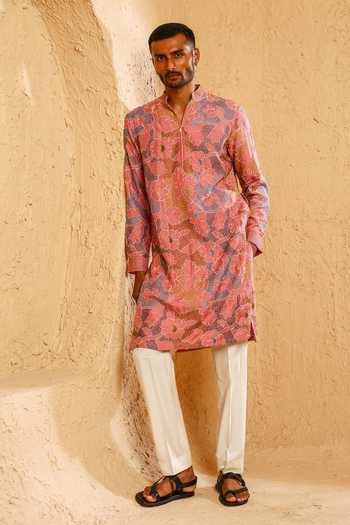 Chatenya Mittal Embroidered Silk Blend Kurta & Pant Set 