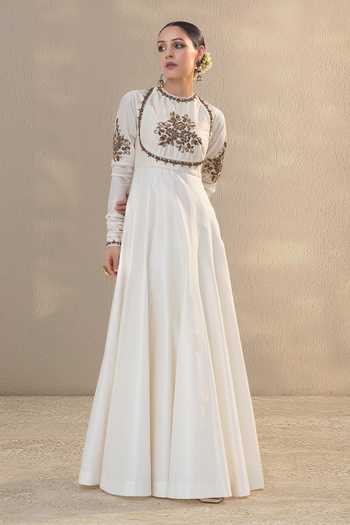 RICHA AHLUWALIA Jewelry Yoke Zardozi Embroidered Anarkali Set 