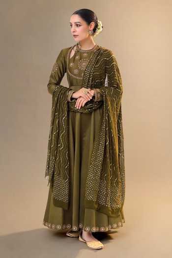 RICHA AHLUWALIA Angrakha Yoke Dabka & Dori Anarkali Set 