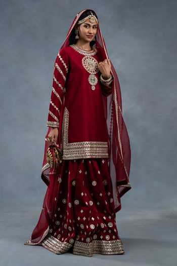 RICHA AHLUWALIA Gota Patti Zardozi Embroidered Buti Sharara Set 
