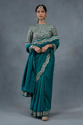 RICHA AHLUWALIA Chanderi Saree With Dabka & Pitta Work Blouse 