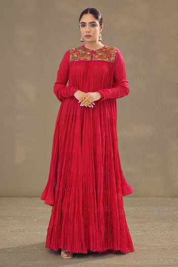 RICHA AHLUWALIA Crinkled Mulmul Jalabiya With Zardozi Yoke 