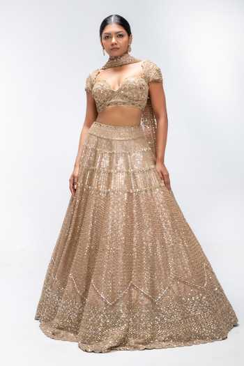 Mirroir Crest Embellished Scallop Lehenga Set 