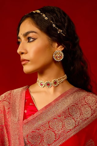 MAISARA JEWELRY Pachi Kundan & Pearl Choker 
