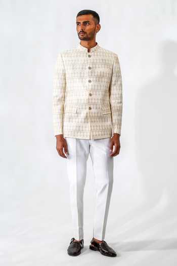 Chatenya Mittal Geometric Pattern Bandhgala & Pant Set 
