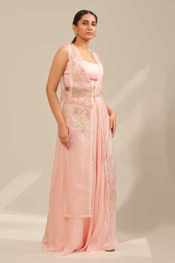 House of Zyrra by Laxmishriali Camelia Sheer Jacket Skirt Set 