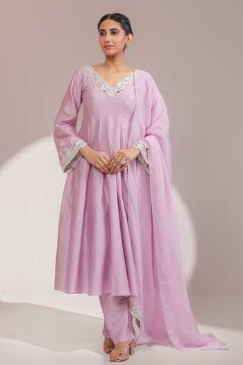 House of Zyrra by Laxmishriali Lavender Chanderi Anarkali Set 