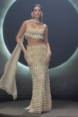 Couture By Niharika Glora Hand Embroidered Skirt Set 