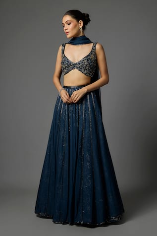 Krishna Padia Hand Embroidered Blouse Lehenga Set 