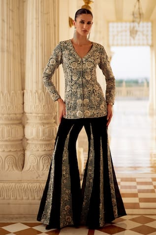 Charu And Vasundhara Kavira Embroidered Jacket & Kali Pant Set 