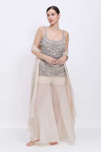 Dilnaz Hand Embroidered Jewel Neck Kurta Sharara Set 