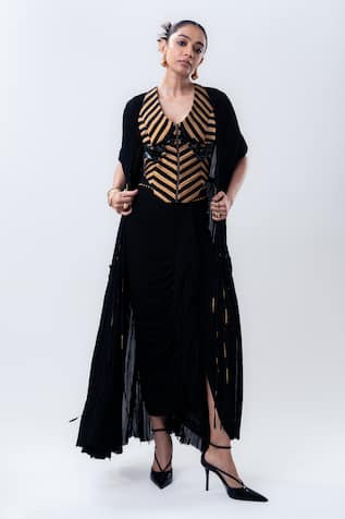 Nupur Kanoi Gathered Cape & Frill Skirt Set 