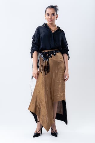 Nupur Kanoi Tasselled Back Shirt With Asymmetric Skirt 