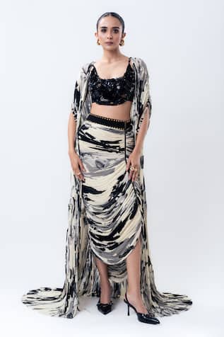 Nupur Kanoi Printed Gather Jacket & Skirt Set 