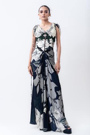 Nupur Kanoi Gather Corset & Printed Skirt Set 