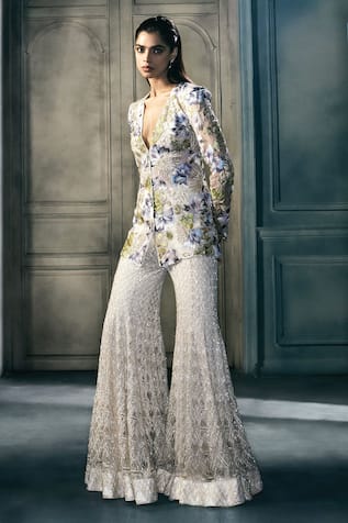 Ritika Mirchandani Gema Floral Thread Embroidered Kurta & Sharara Set 